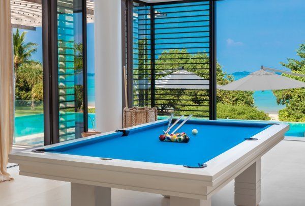 GR8 Billiards Tokyo White pool table installed at a villa in Phuket