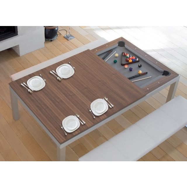Aramith Fusion Dining Pool Table Grey Powder Coated - Walnut Finish