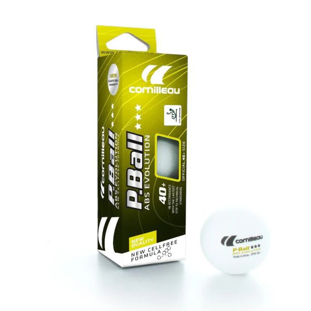 Cornilleau Table Tennis P-Ball White ABS 3* Pack of 3 - Thailand Pool Tables