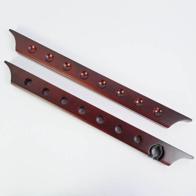 GR8 Billiards Wall Cue Rack 7 Cues &amp; 1 Raise Cue Mahogany