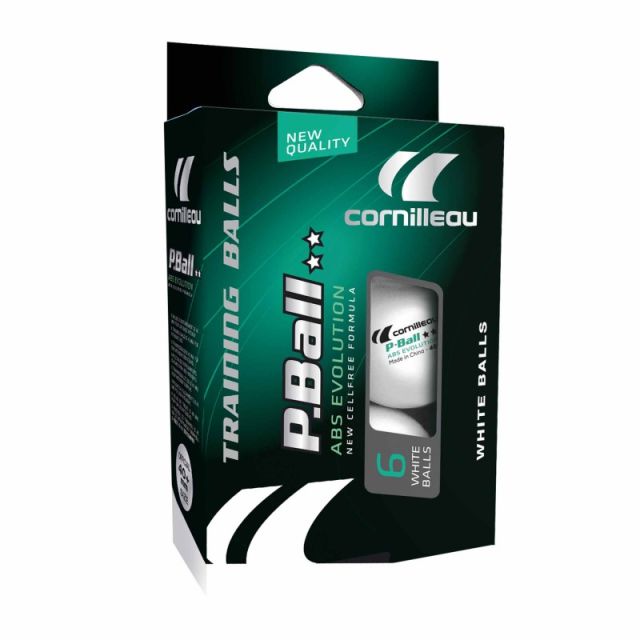 Cornilleau Table Tennis P-Ball White ABS 2* Pack of 6