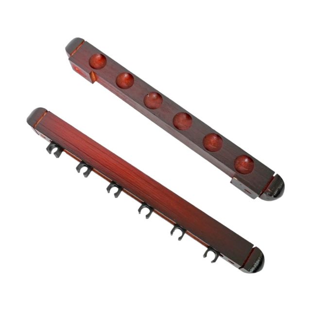 GR8 Billiards Wall Cue Rack Clip 6 Cues Mahogany