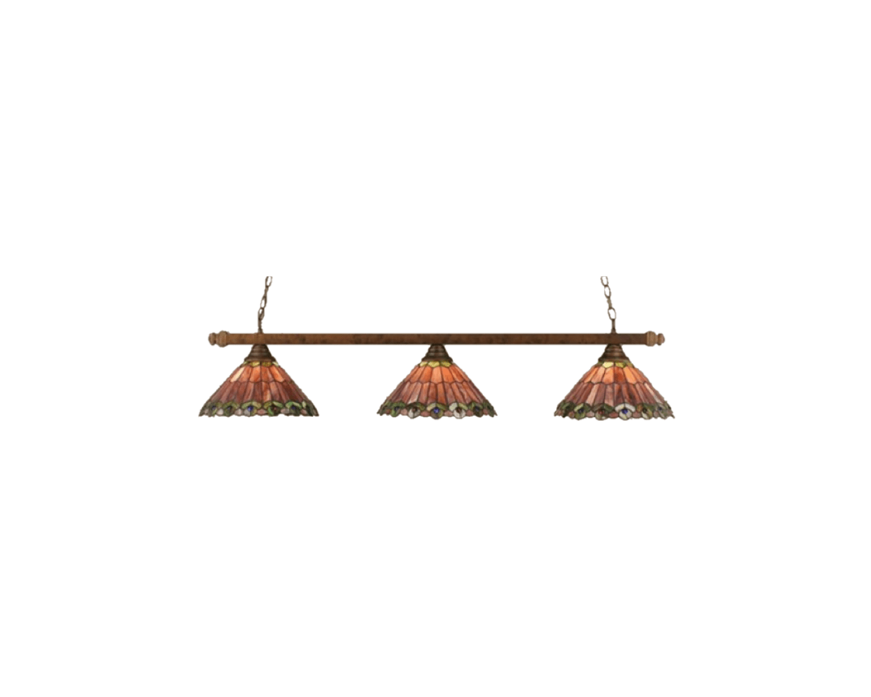 Tiffany 3 Shade Brown Billiard Lights for Pool Table size 7ft-9ft ...