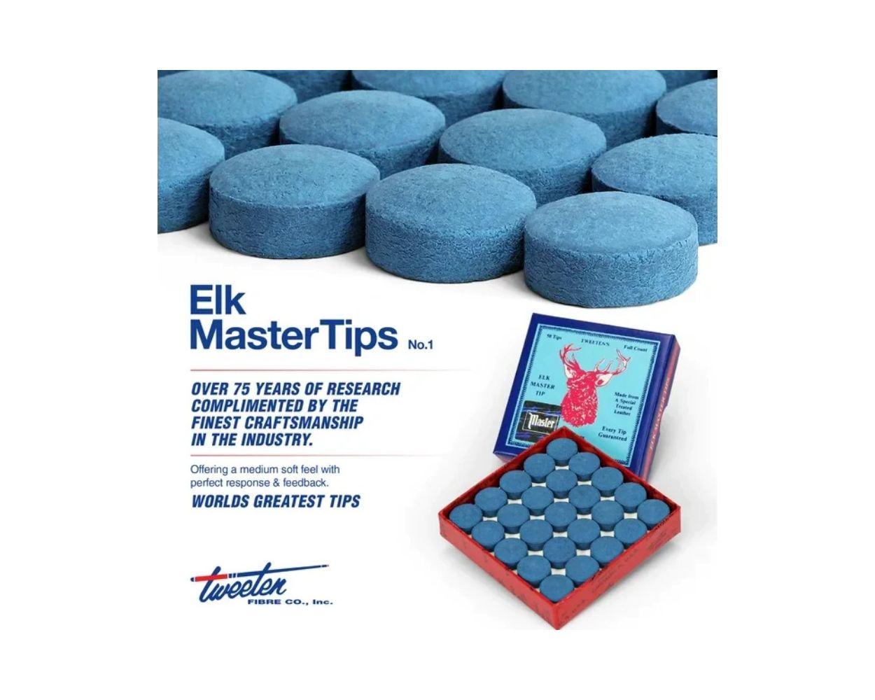 Elk Master Snooker Cue Tips Box of 50 – 9mm, 10mm, 11mm