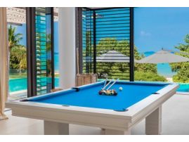 GR8 Billiards Tokyo White pool table installed at a villa in Phuket