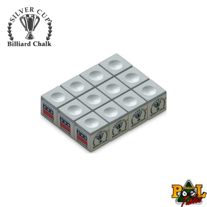 Silver Cup Pewter/Steel Grey Billiard Pool Cue Chalk Box of 12 