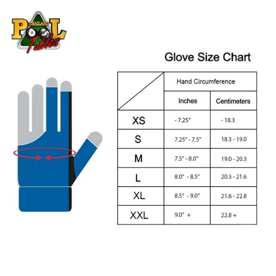 Pool / Billiards Glove Size Chart