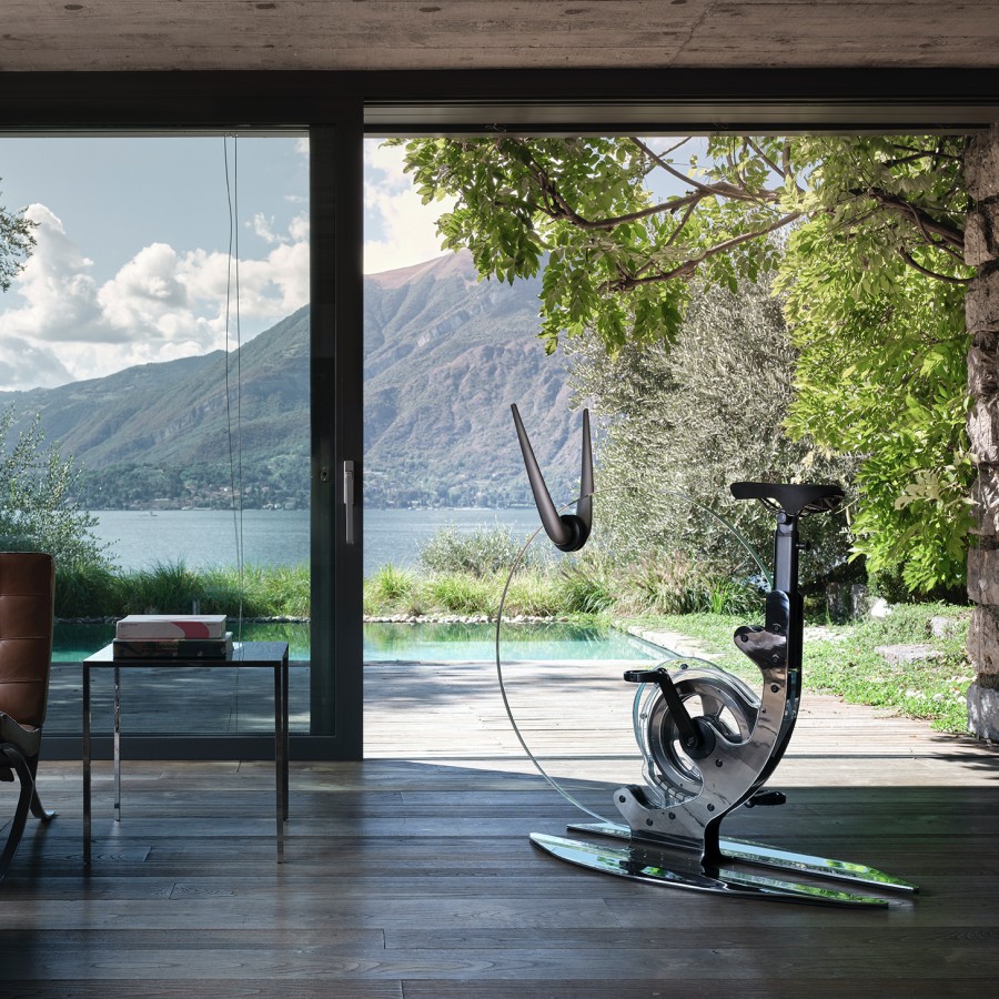 ciclotte teckell stationary bike with mountain view