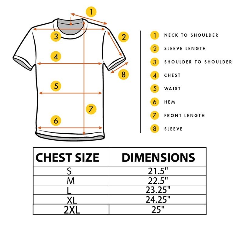 Predator T-Shirt Dimensions - Thailand Pool Tables