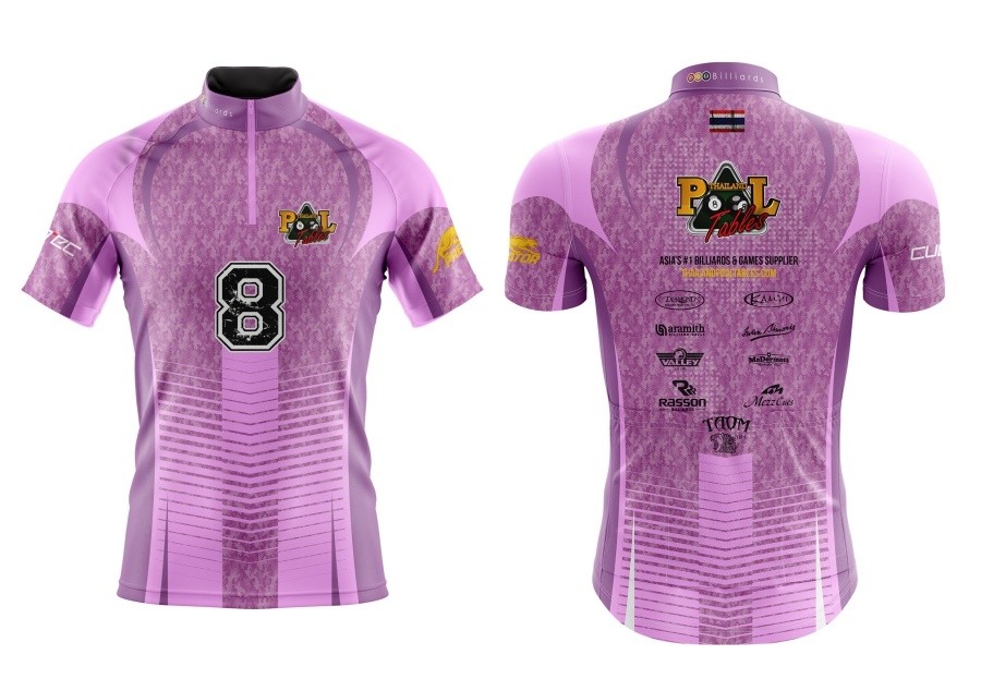Pool Jersey PNK - Pink pool jersey shirt by thailand pool tables