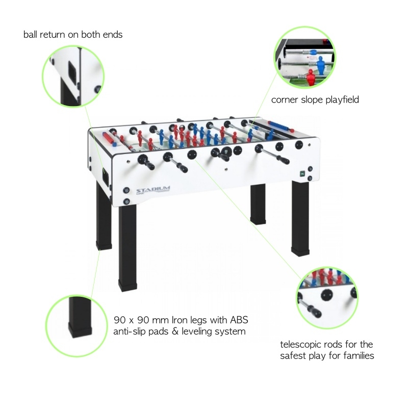 Stadium foosball table features