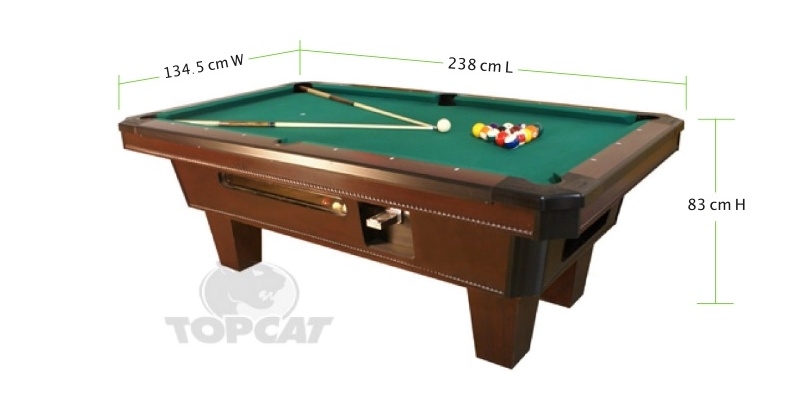 valley top cat coin operated pool table dimension