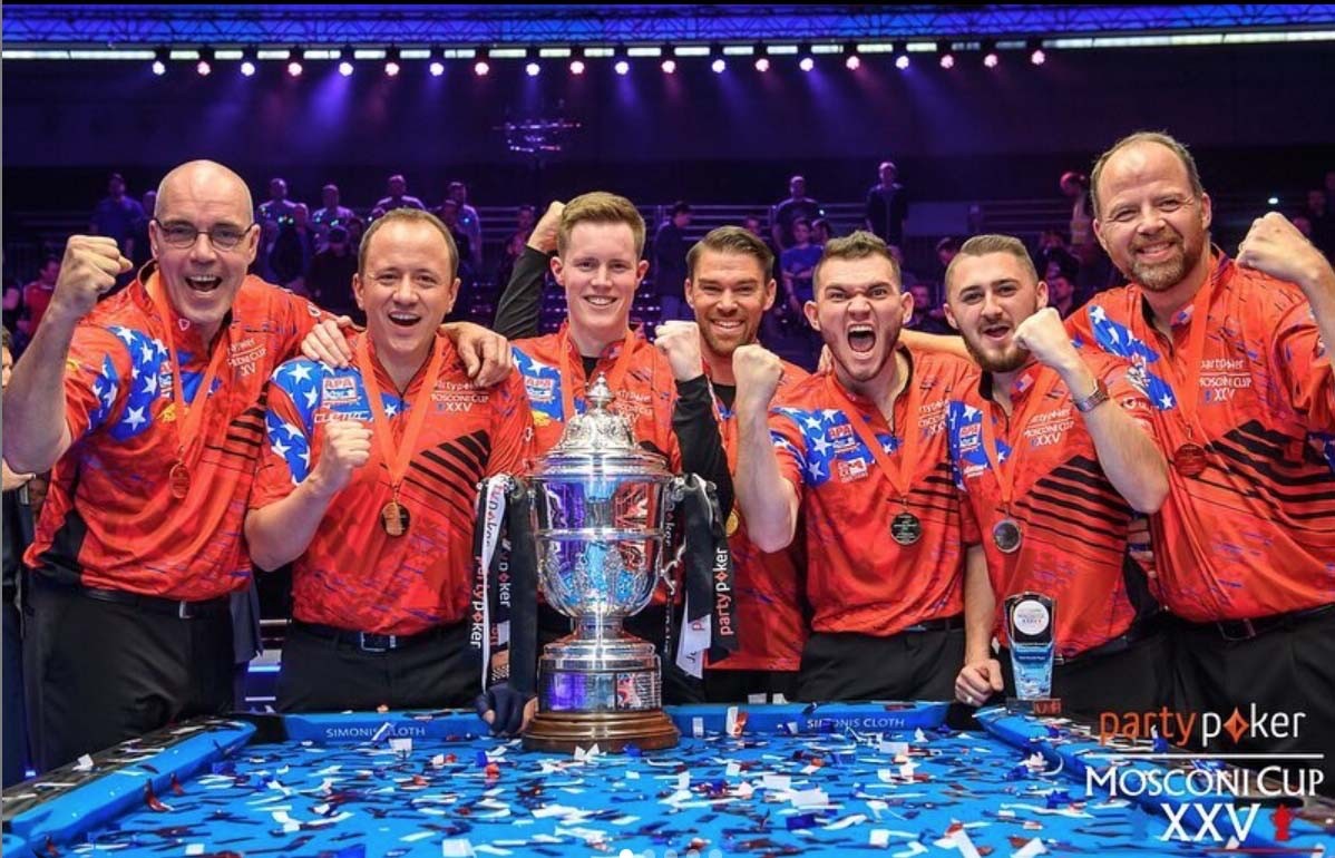 Team USA with Trophy at Mosconi Cup