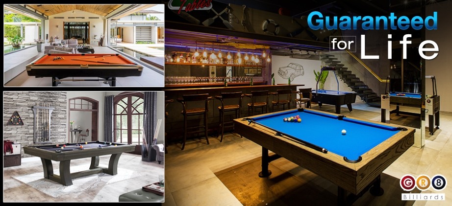 Limited lifetime warranty from gr8 billiards pool table