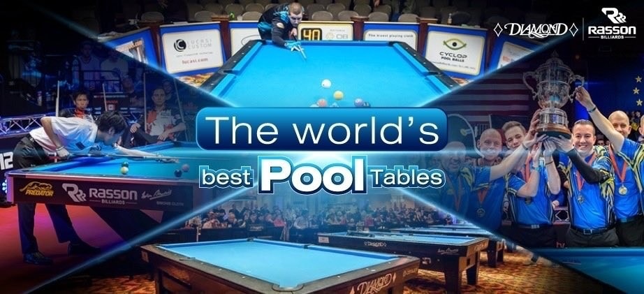 Rasson and Diamond pool tables used in professional tournaments and competitions